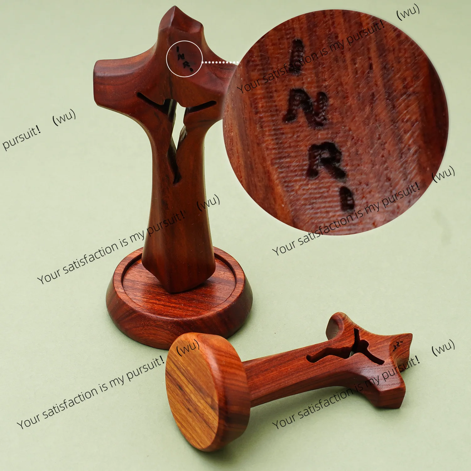 Sour branch wood hollow cross solid wood ornament magnet European and American church craft decoration, lettering BJ002