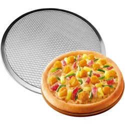 Steel pizza pan, non-stick pizza pan, baking pan, round metal mesh, perforated mesh pan, oven safe