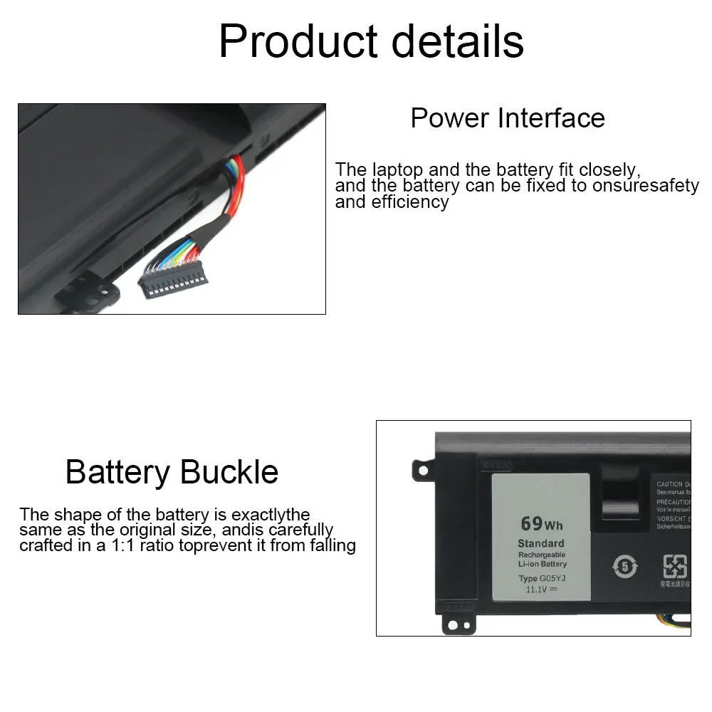New J0PGR Laptop Battery For Dell Latitude 5285 5290 2‑in‑1 Only T17G001 T17G002 JOPGR 1WND8 0X16TW 0FTH6F RDYCT 42Wh 7.6V