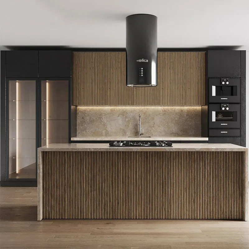 custom.Champagne Color Self Assemble Kitchen Cabinets Kitchen bar Counter with Cabinet