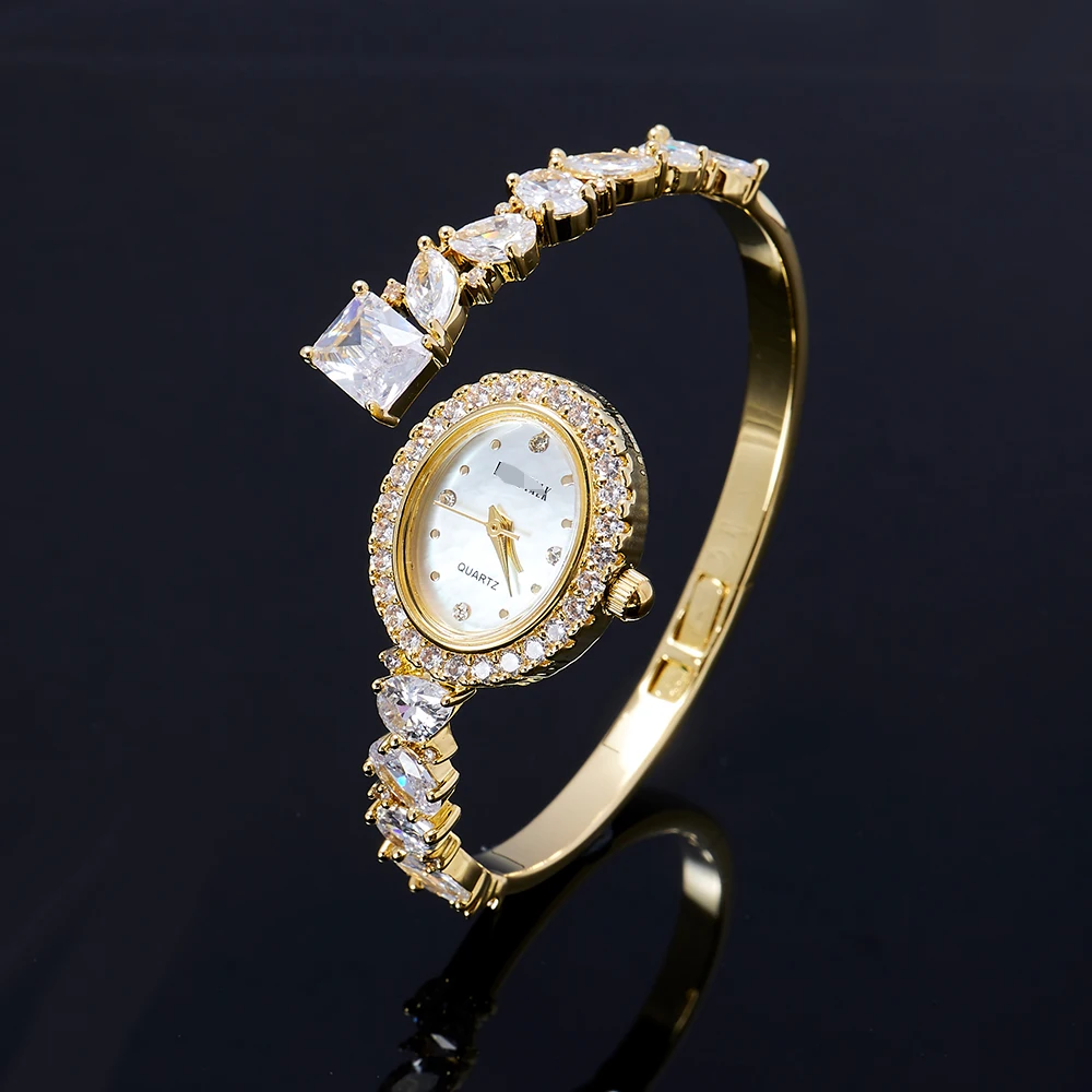 013064 Luxury Watches for Women's AAA Cubic Zircon Crystal Bracelet Watch for Wedding Party Fashion Jewelry Made with Wholesale