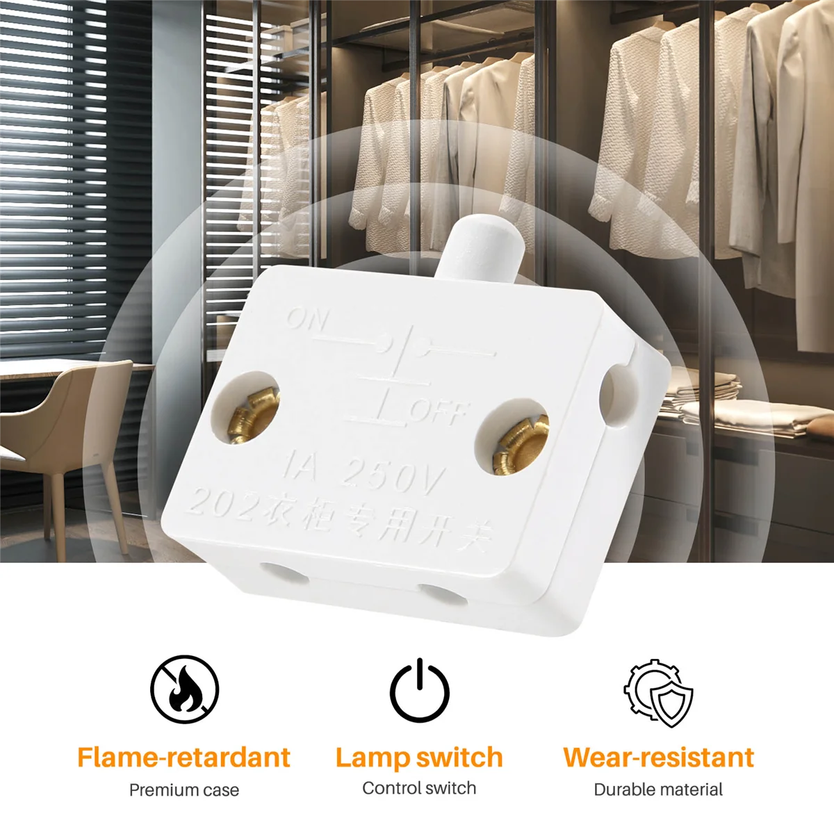 New 6Pcs Door Led Switch for Closet Light,Normally Closed Cabinet Electrical Lamp Switches,for Closet Pantry Cabinet White