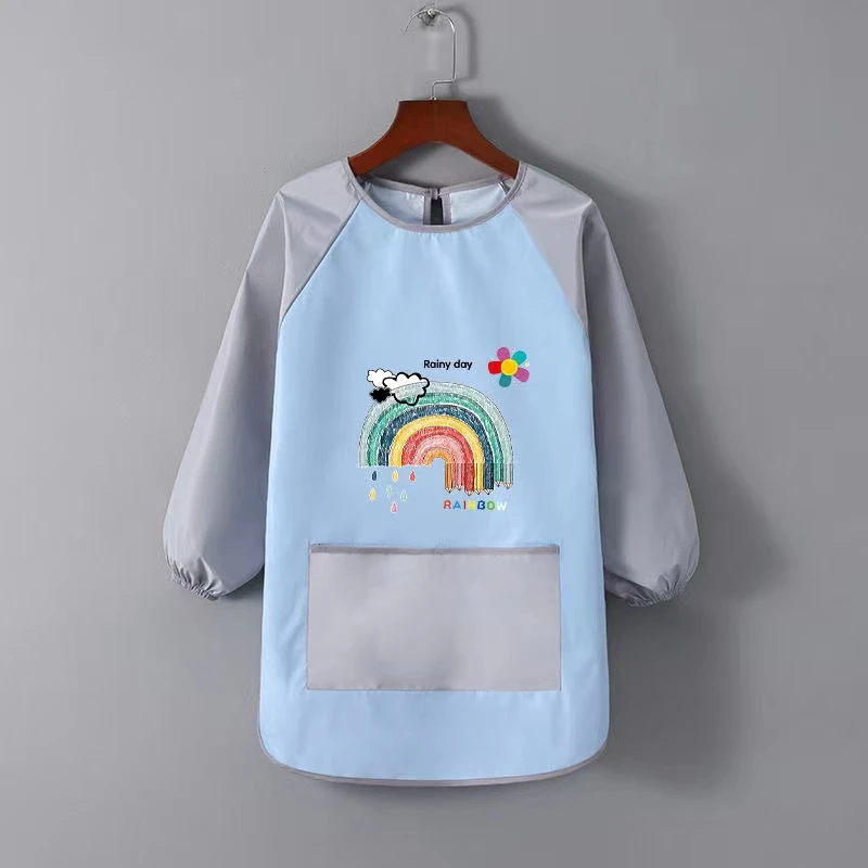 Personalized Custom Logo/Name Painting Drawing Bib Long Sleeved Waterproof Infant Eating Apron Children\'s Bandana Feeding Bib