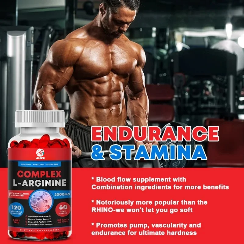 L-Arginine Supplement Helps Build Muscle& Supports Blood Flow,Circulation, Nutrient Delivery-Heart Health- Exercise Performance
