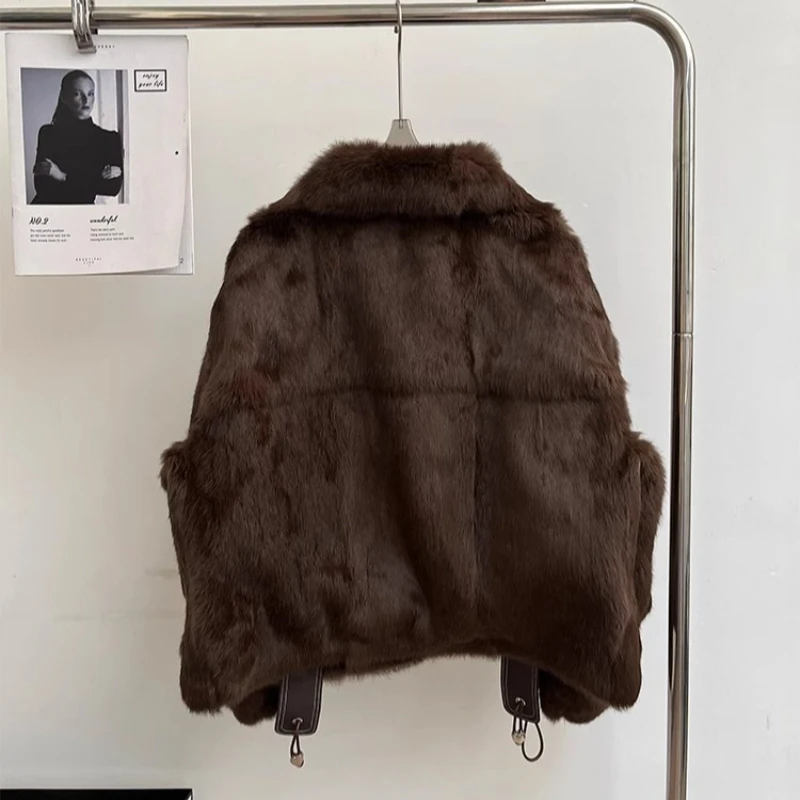 2025 New Women Winter Jacket Parka Thick Warm Natrual Real Rabbit Fur Liner Wear On Both Sides Fashion Fur Female Short Coats