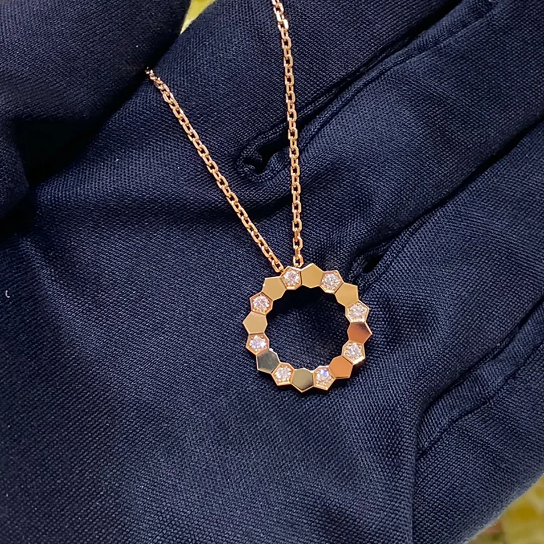 

Классическое круглое колье с шестиугольным сотовым покрытием из стерлингового серебра 925 пробы