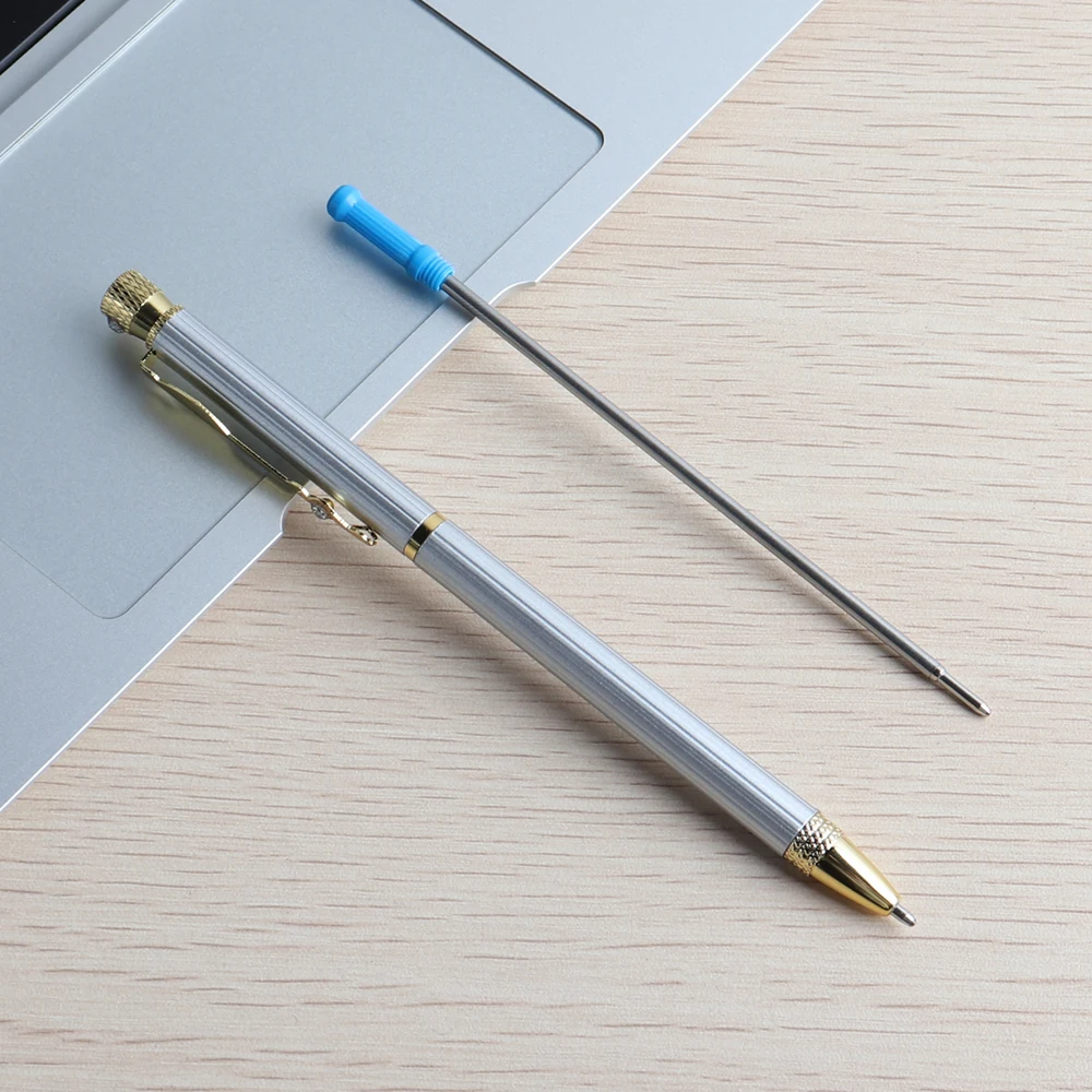 

Новое поступление, вращающаяся металлическая шариковая ручка из нержавеющей стали, коммерческая шариковая ручка, подарок, офисные и школьные принадлежности