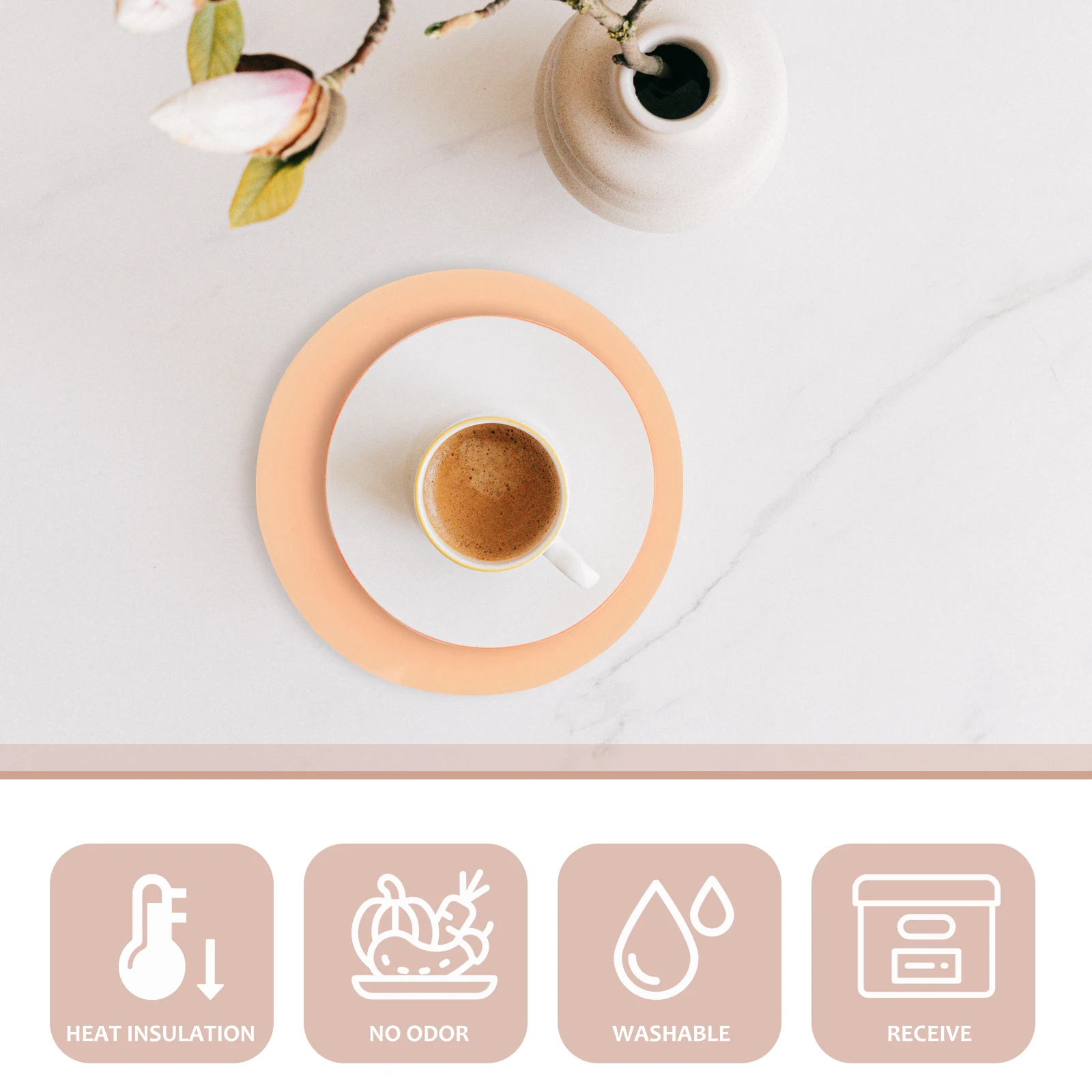 

4Pcs Gradient Color Acrylic Coaster Set Stylish Round Drink Pads Insulated Mug Mat for Tabletop Kitchen Cafe Bar Decoration