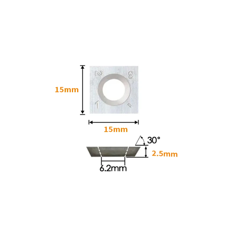 Tungsten Carbide Square Insert Blades Milling 30Degree Lathe Chisel Spiral Replacement Planer Blade15X15mm For Wood Turning Part