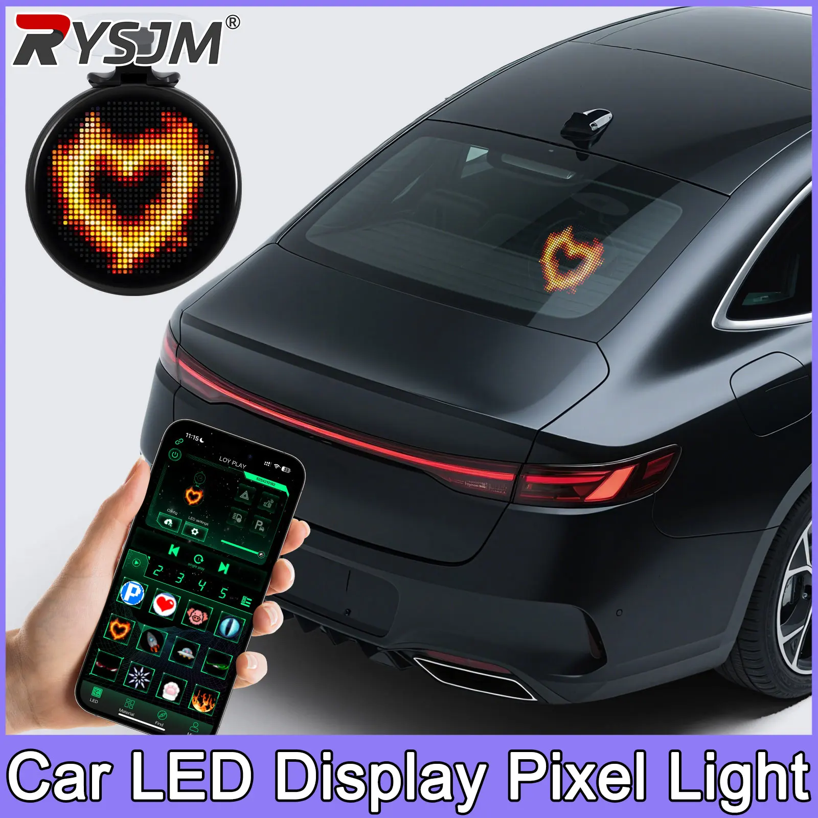 

Car LED Display Pixel Light Funny Rear Windshield Display APP Window Sign LED Display Screen Programmable Lamp CarInterior Acces