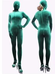 Velvet Fleece Warm Bodystocking Zipper Open Crotch Bodysuit Tight Hot Sexy Jumpsuit One Piece Full Coat Zentai Conjoined Leotard