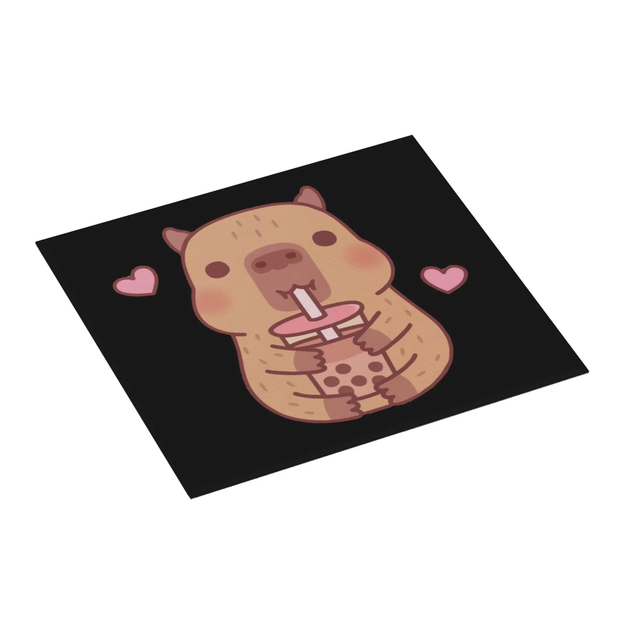 Cute Capybara Loves Bubble Tea Non Slip Kitchen Counter Protector Mat Barware Tableware Reusable Bathroom Drying Mat For Kitchen