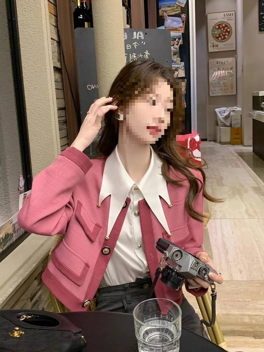 

Tweed Jacket Mid Woman Womens Fall Stylish Elegant Knitwear Vintage Personalised Button-Embellished Graceful Refined Twill Daily