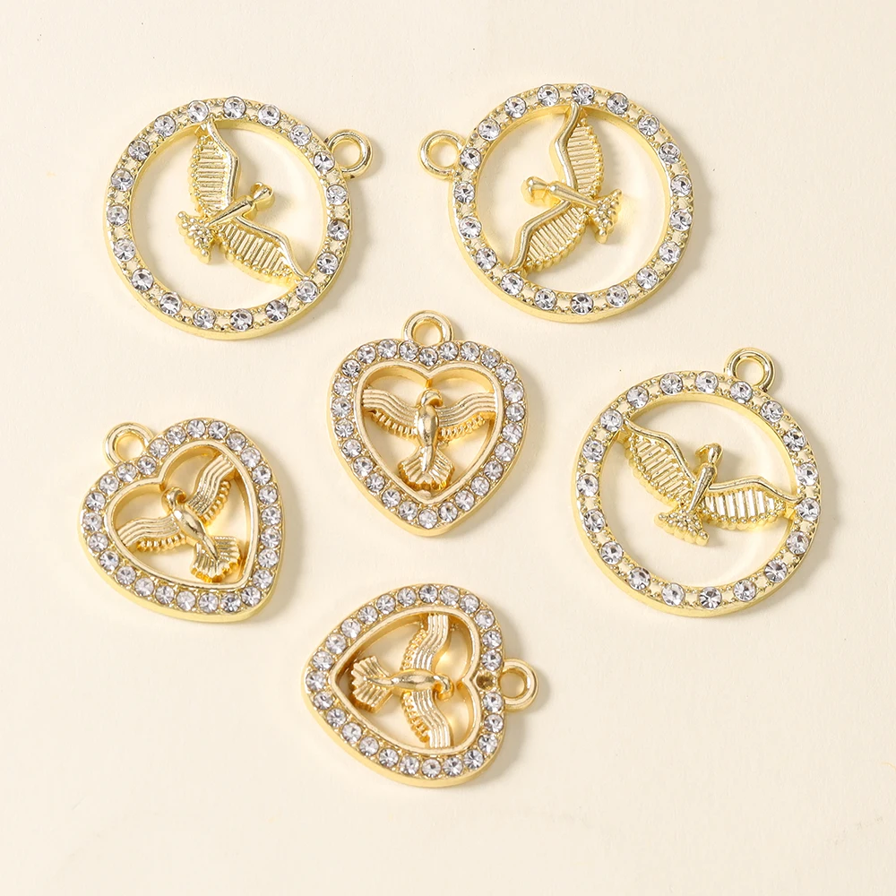 10pcs Gold Color Crystal Eagle Charms Phoenix Pendant for Diy Drop Earrings Necklace Jewelry Making Accessories