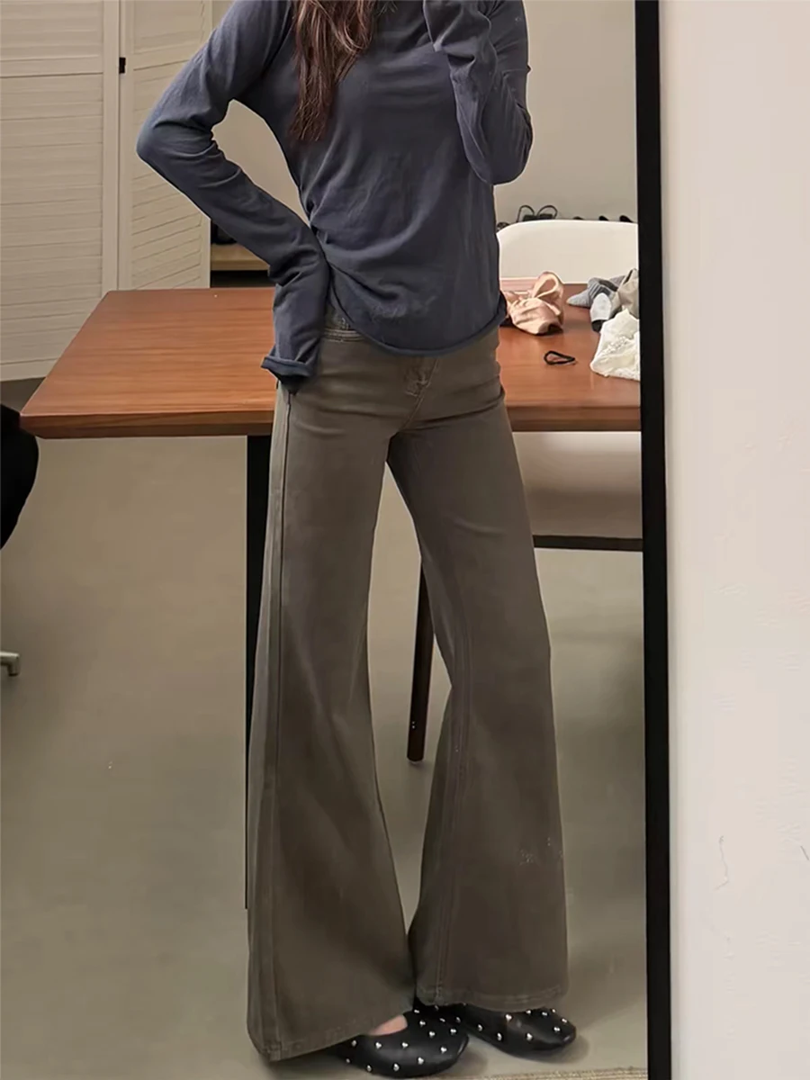 High Waist Straight Leg Micro Flared Jeans Women's Stretch Denim Bootcut Pants Retro American Style plus Size Slimming Jeans