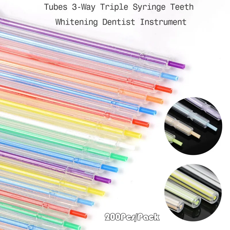 200Pcs Dental Disposable Independent Air Water Spray Nozzles Tips Tubes 3-Way Triple Syringe Teeth Whitening Dentist Instrument