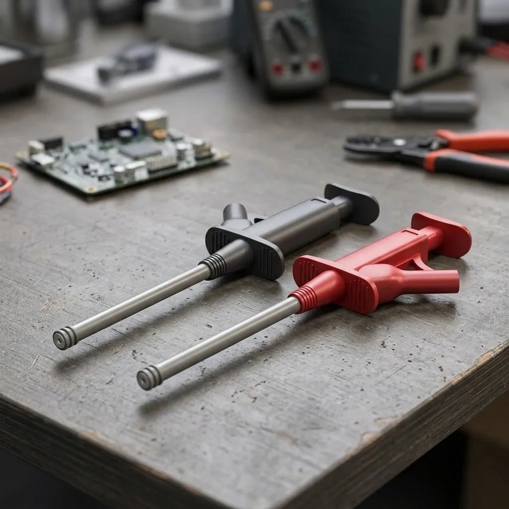 P30042 Test Hook Clip With 4mm Banana For Multimeter Electrical Testing Up To 1000V And 10A Safe Gray Red Or Black Pair