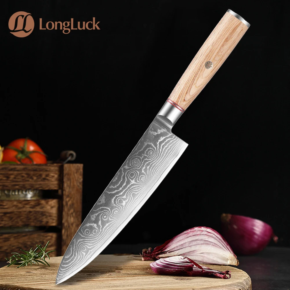 

Damascus Chef Knife 8 Inch Sharp Blade 67 Layer Steel Meat Cleaver Slicing Sushi Sashimi Fruit Vegetable Kitchen Cooking Knives