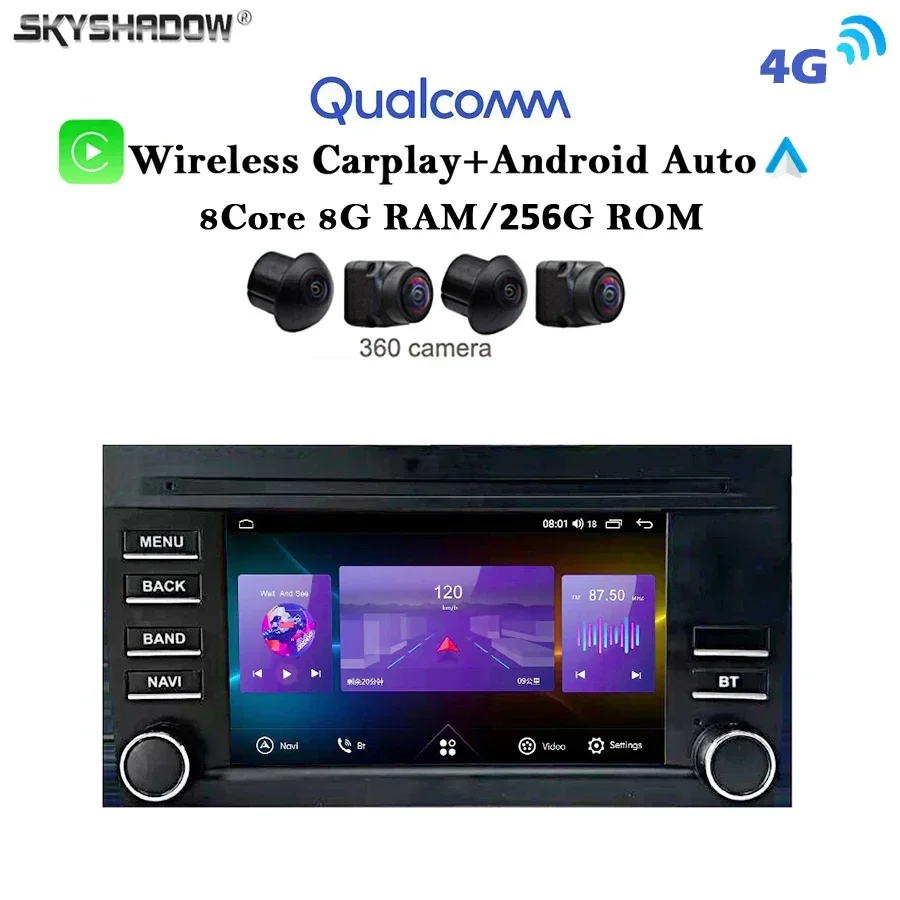 Carplay Auto Android 13.0 12G+256G 4G LTE IPS DSP Car Player GPS map WIFI Bluetooth RDS Radio For Porsche Cayenne 2002-2010