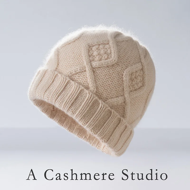LHZSYY High Quality Unisex 100% Cashmere Beanie Hats For Women/Men Outdoor Windproof Warm Hat Casual Thickened Knitted Winter