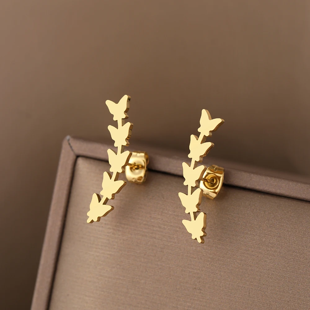 Stainless Steel Earrings Delicate Butterfly Accessory Charms Trend Fine Fashion Stud Earrings For Women Jewelry Wedding Gifts