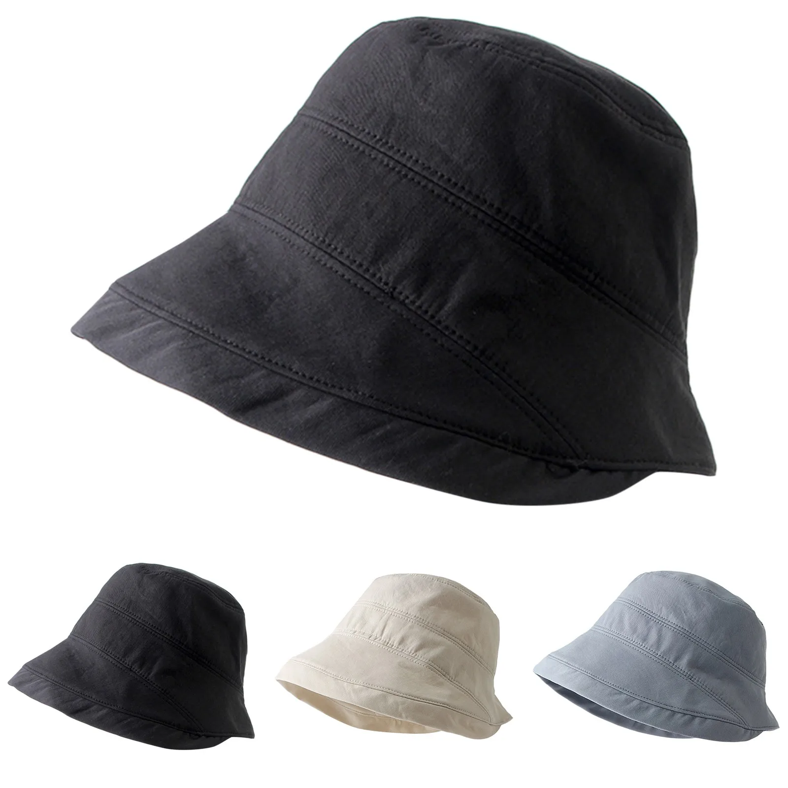 New Solid Color Soft Cotton Women Bucket Hat Spring Summer Holiday Outdoor Beach Sun Hats Foldable Panama Caps Fishermans Cap