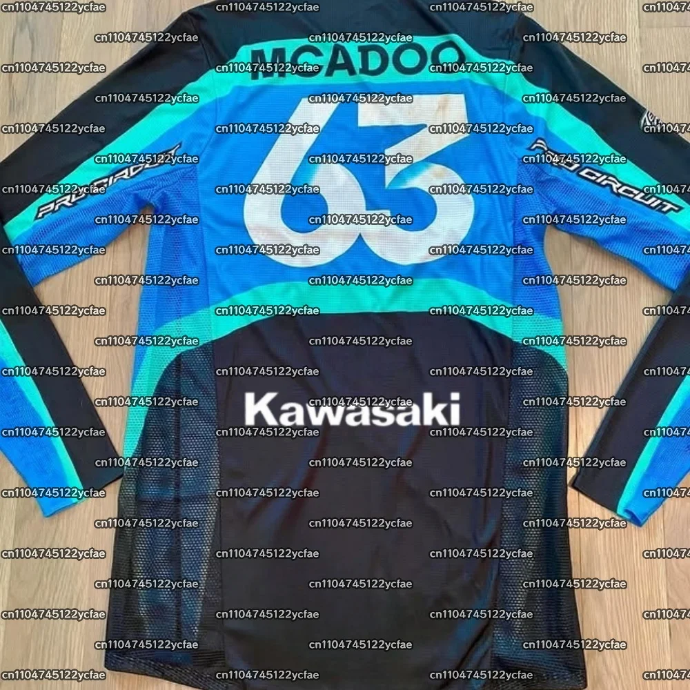 

ЛЕТНИЙ АВТОМОБИЛЬНЫЙ ДИЗАЙН ДЛЯ МОТОЦИКЛА 2025 года, ДЖЕРСИ, МОТОЦИКРОСС, СУПЕРКРЕСС, ЗНАК, ЗЕЛЕНЫЙ KAWASAKI MCADOO # 63, ПРЯМАЯ ДЛИННАЯ РУКАВА