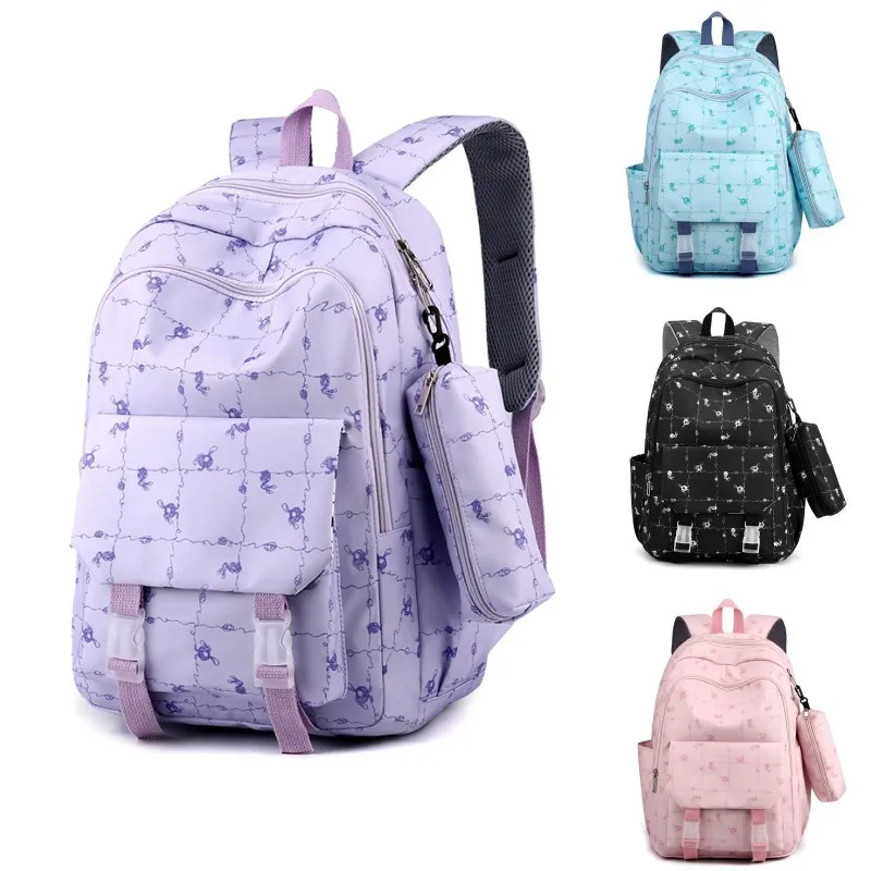 Kawaii Kinder Schul rucksäcke leichte wasserdichte Grundschüler Schult asche mit Feder mäppchen Set süße Kinder Umhängetaschen