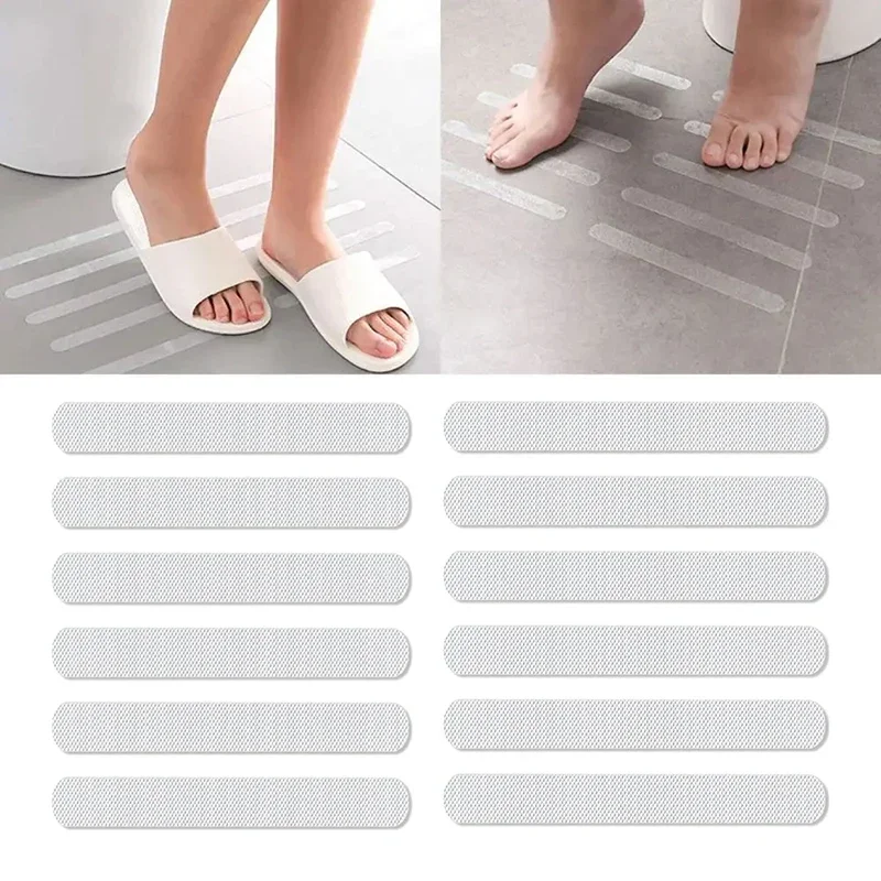 

6/12Pcs Anti Slip Strips Shower Stickers Transparent Non Slip Waterproof Bath Safety Strips for Bathtub Shower Stairs Floor