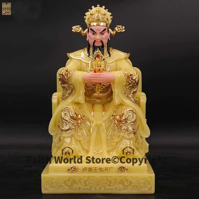 31cm large HOME Temple Shrine TOP efficacious protection Southeast Asia Sea god Dragon King Gold plating jade FENG SHUI statue