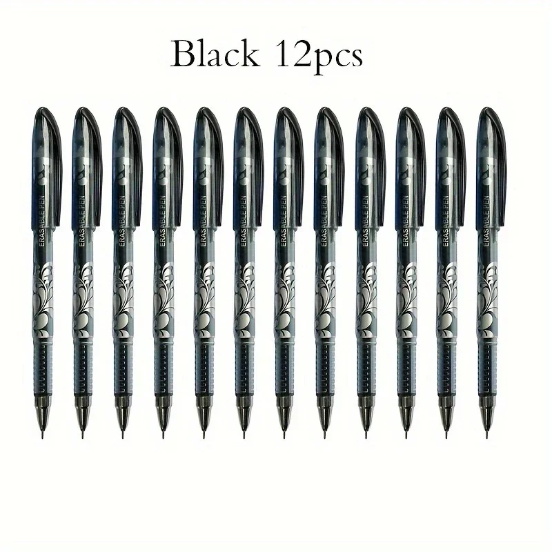 

12 шт. ручек со стираемыми чернилами 0,5 мм | Набор для письма с фрикционными ручками, многоразовые, для заметок и домашних заданий - черные и синие, с двумя наконечниками ​