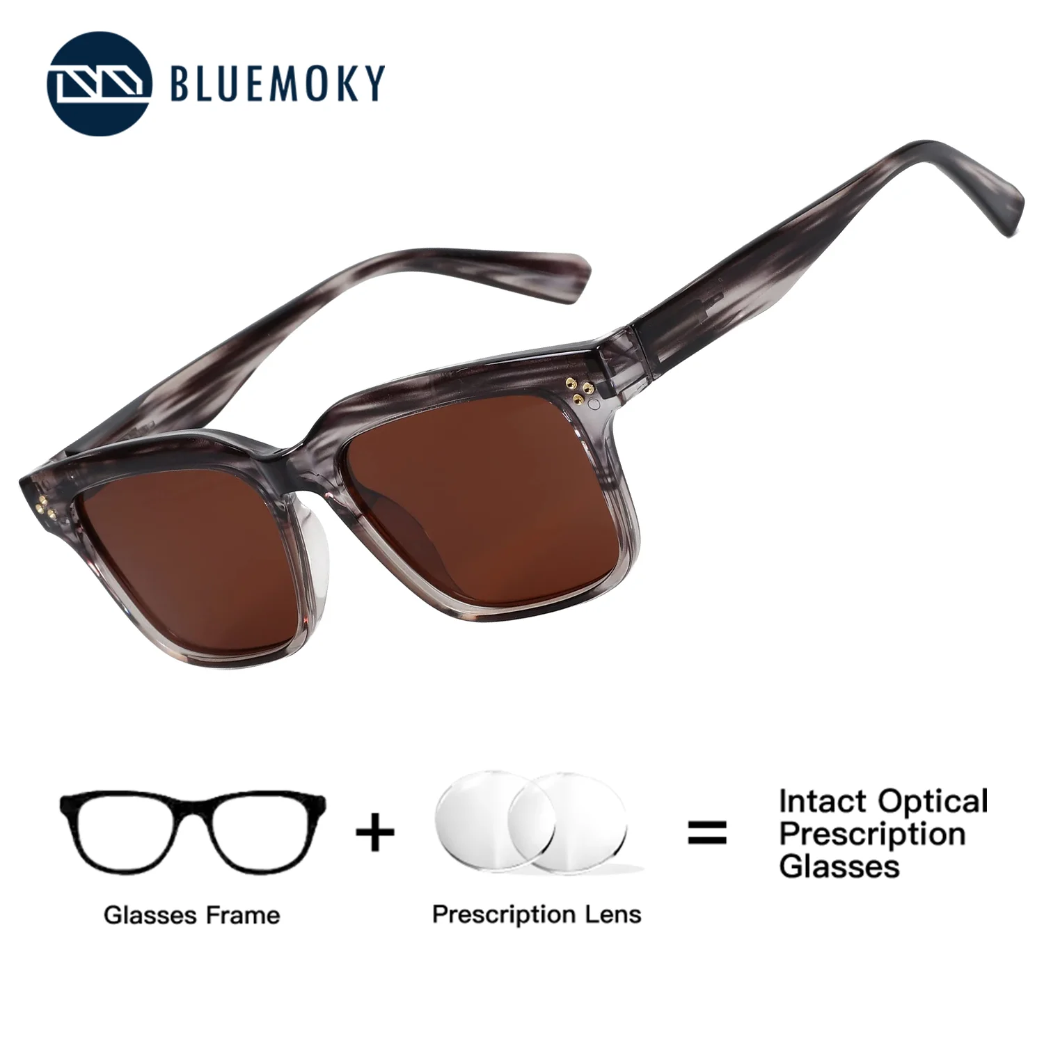 

BLUEMOKY Square Polarized Prescription Sunglasses Women Men Correction Multifocal Eyeglasses Sunscreen Sun Glasses