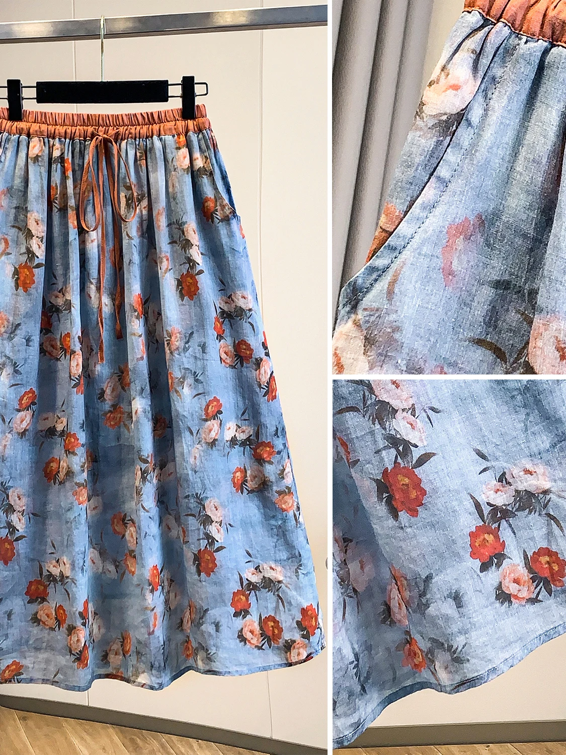 Saia Midi Solta com Estampa Fl - Midi Skirt Floral avaliação e preço