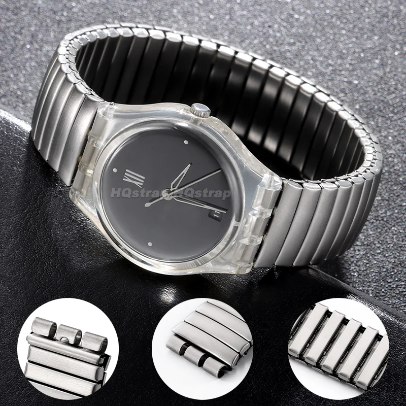17 مللي متر 20 مللي متر شريط معدني مرن لحزام ساعة سواتش الفولاذ المقاوم للصدأ تمتد التوسع العالمي استبدال سوار إكسسوارات