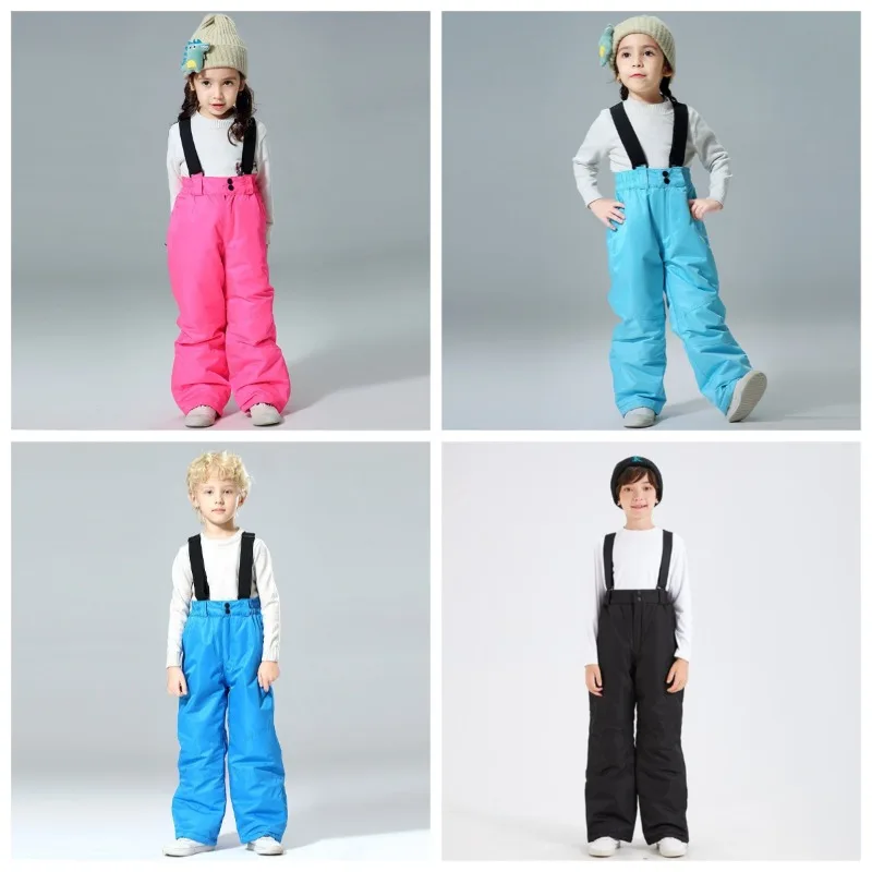 Children's Ski Pants Waterproof Warm Thickened Windproof Outdoor Cold-proof Straps Small Medium Large Children's Cotton Pants