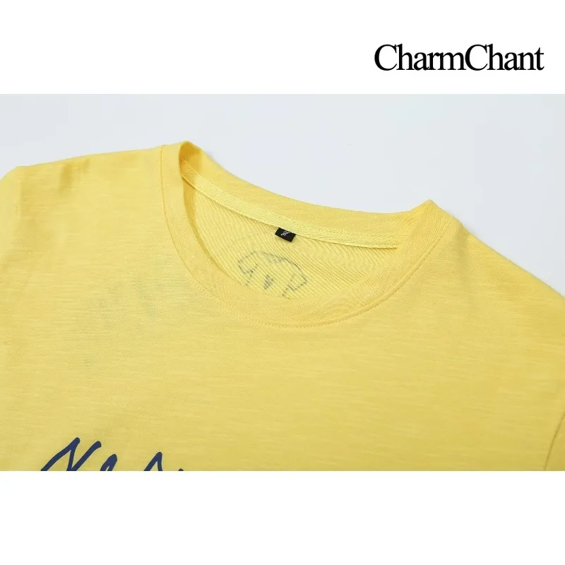 CHARMCHANT Women's Round Neck Letter Print Short Sleeve T Shirt NO PLANS JUST OUTFITS Casual Loose Basic Tee Summer 2026