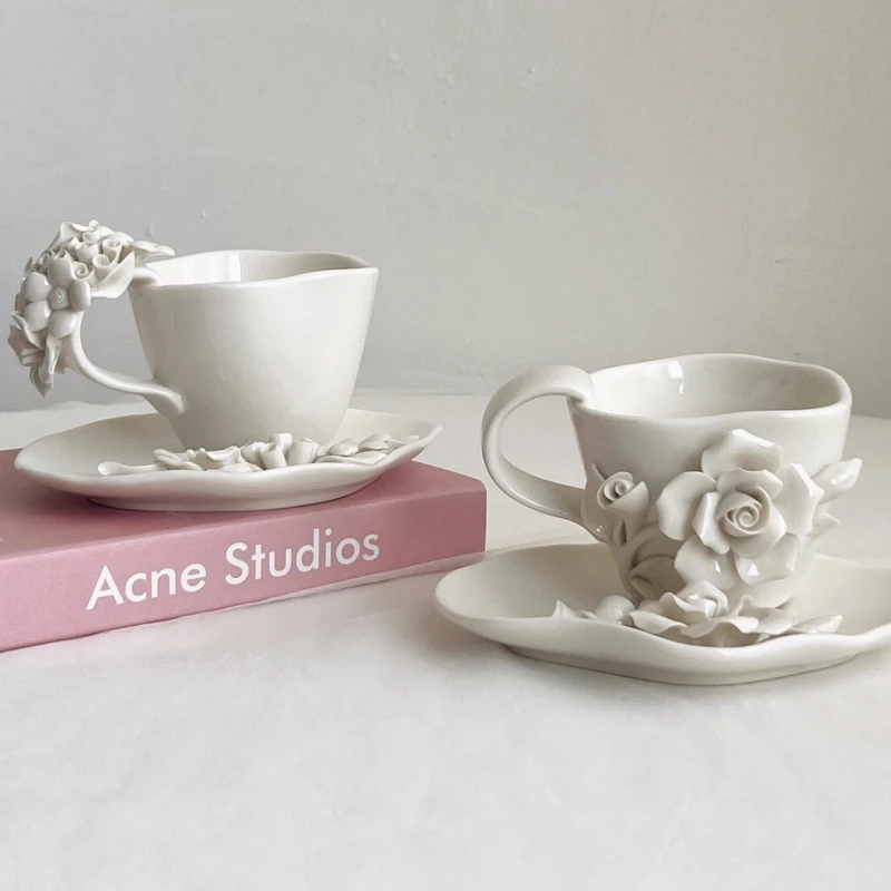 Coffee Shaped Cup Heavy Handmade Soft and Creamy White Pure Handmade Flower Shaped Coffee Cup  Coffee Cups