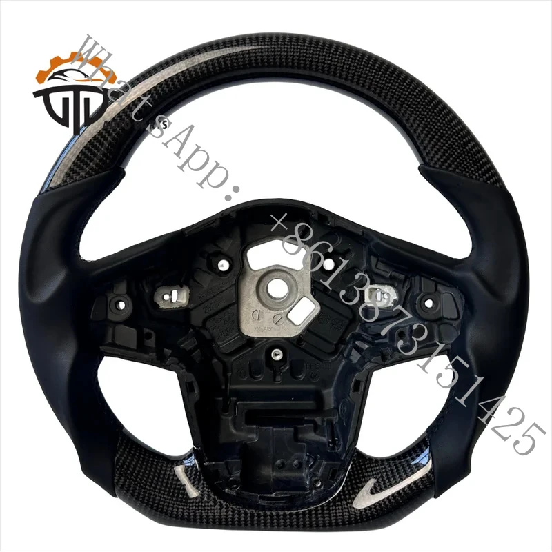 ForGlassy Black Carbon Fiber Steering Wheel D-shaped Flat-bottom