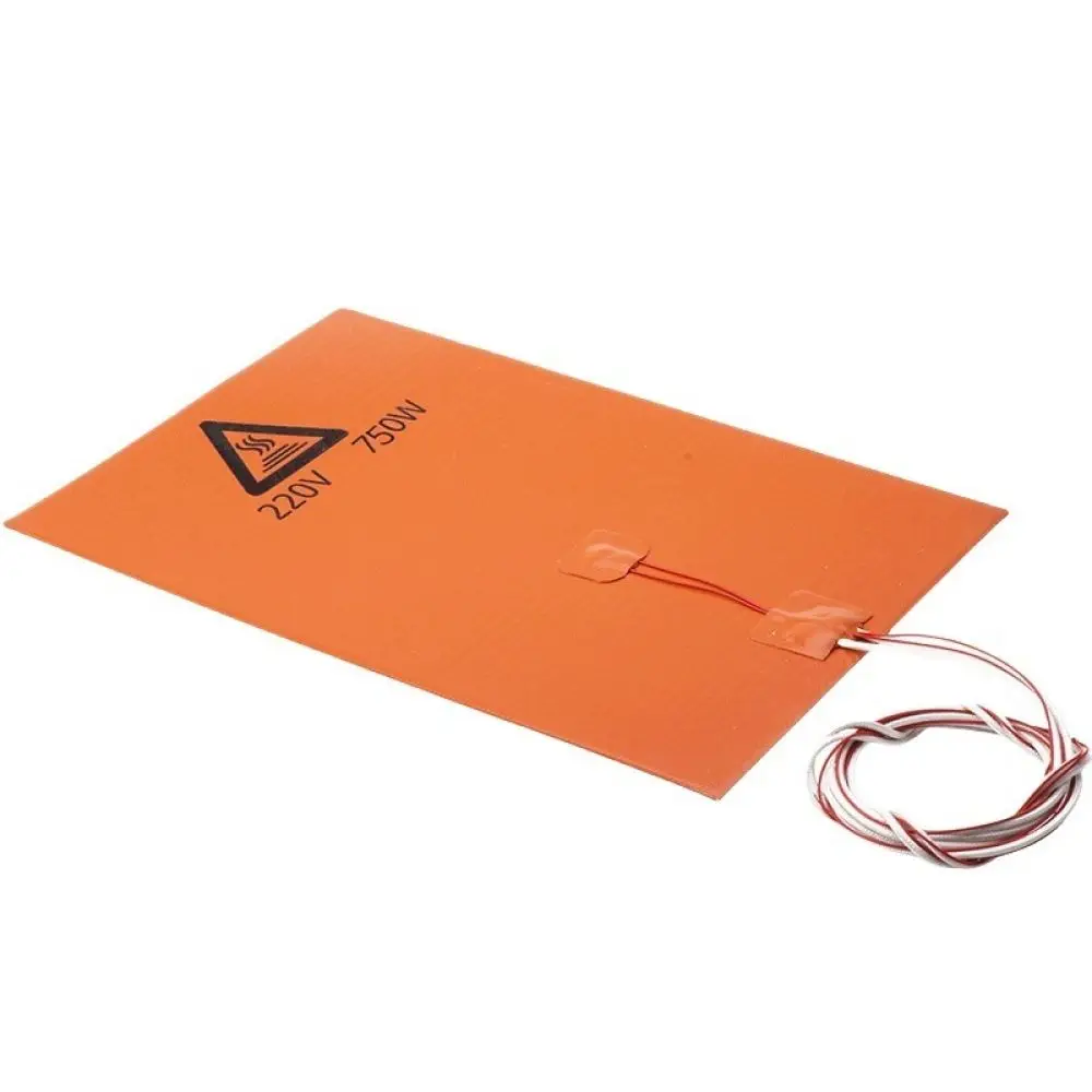 Efficient Silicone Heating Mat For 3D Printer Bed 200x300mm 220V 600W 750W Flexible Rubber Heat Pad Adhesive Backing Parts