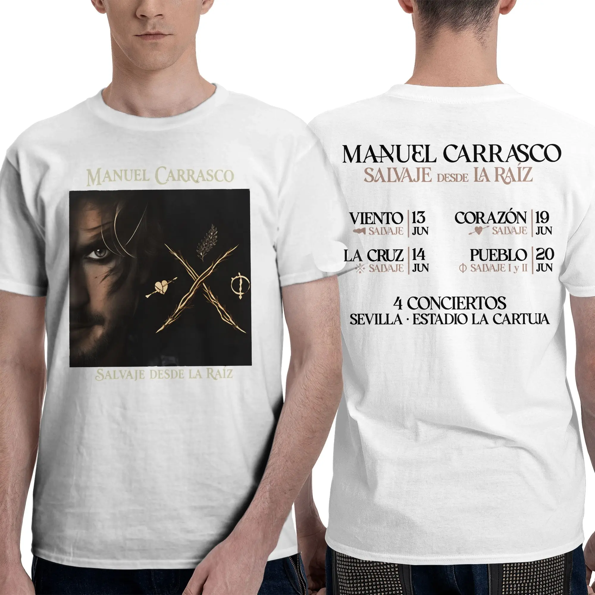 Manuel Carrasco Salvaje Desde Ia Raiz 2026 T Shirts for Men 100% Cotton Novelty T-Shirt Round Neck Sleeve Clothes Summer