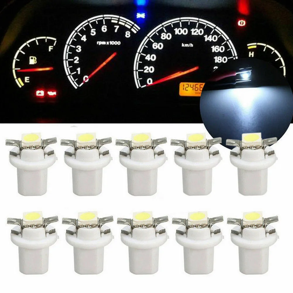 

Car LED Light Bulbs, Shift Lights, White Car LED Instrument Panel, Instrument Light 12V 6000K SMD DC T5 B8.5D 5050 10PCS