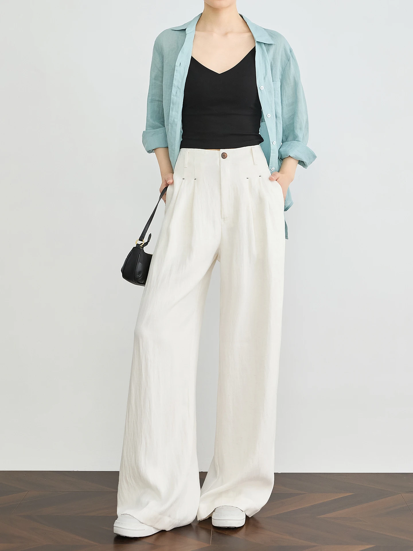 

Брюки TUMPUS с высокой талией, прямые, женские, длинные, в пол, повседневные, однотонные, для офиса