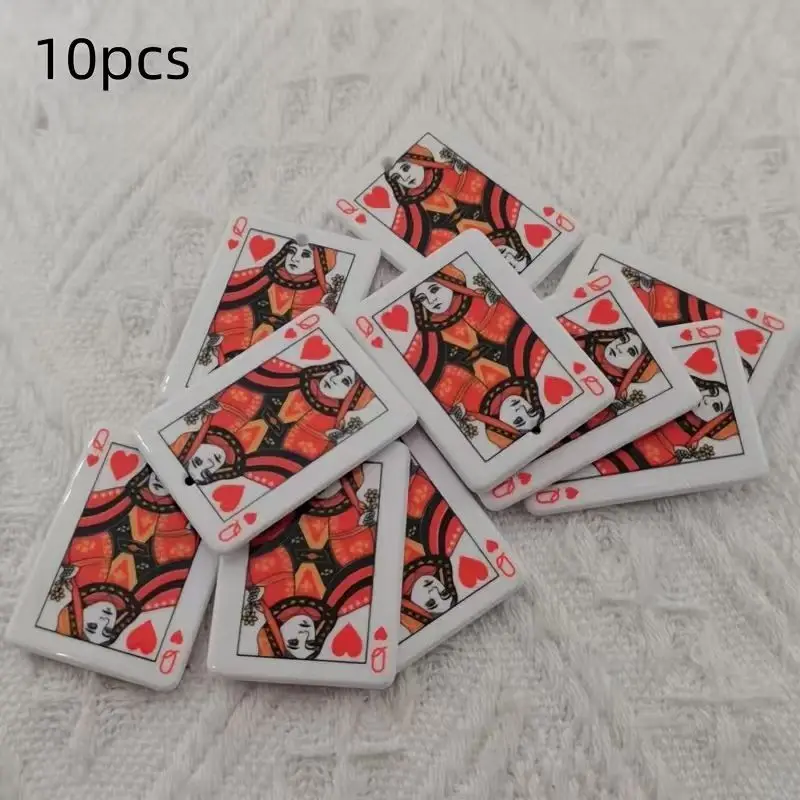 10pcs acrylic double-sided simulation poker pendant, DIY jewelry making earrings necklace keychain accessories view 2
