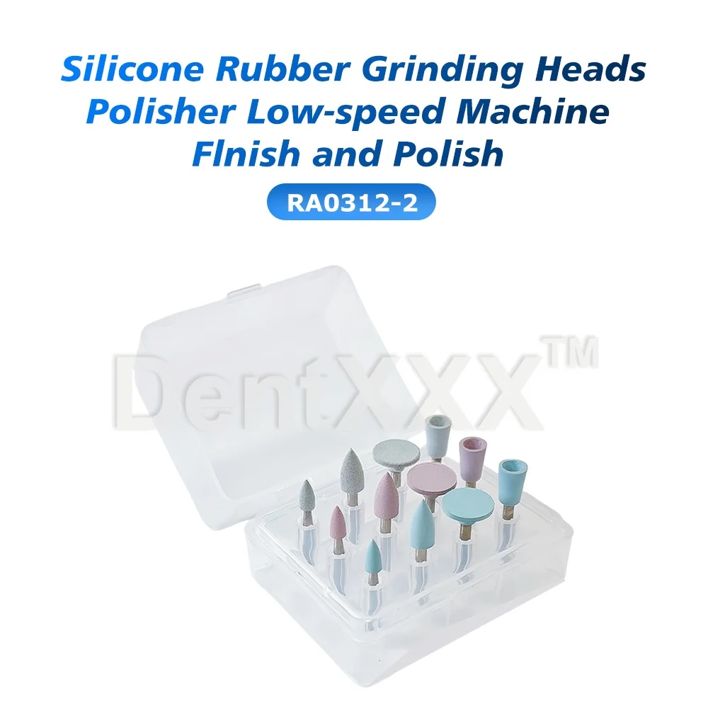 12 Pcs/Box Silicone Polishing Kit, RA 2.35mm For Polishing Resin Porcelain Composites with Low-Speed Handpiece Laboratory Tool