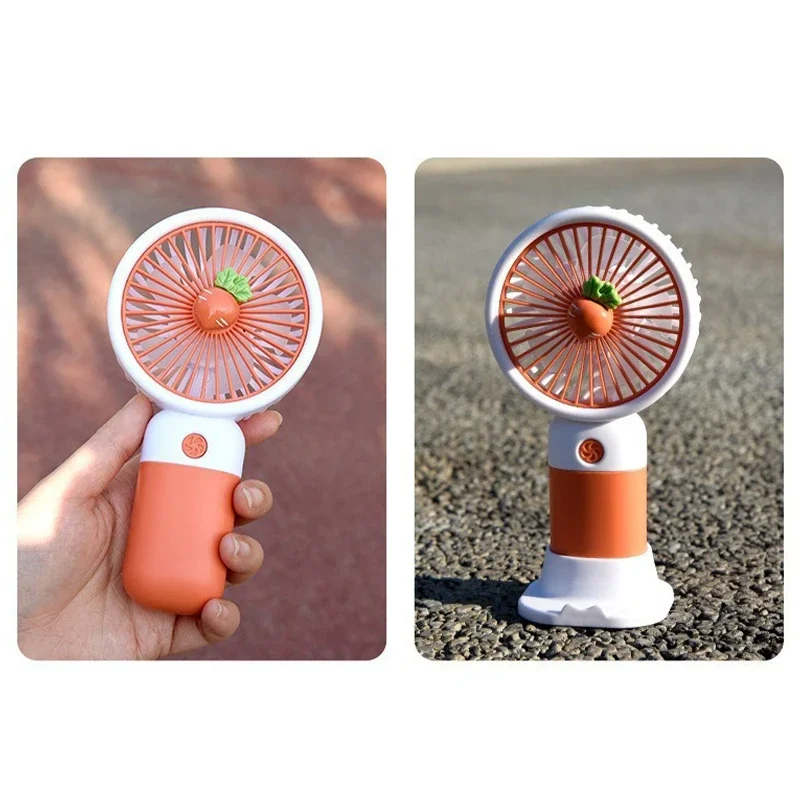 Multi-purpose Portable Desktop Handheld Small Fan Cartoon Cute Fruit Flower Lazy Phone Holder Student Summer Electrical Fan Usb