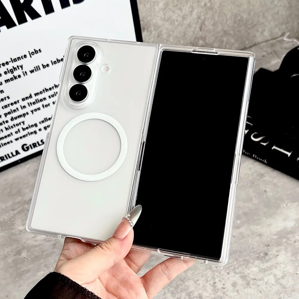 Thin Translucent Magnetic For Magsafe Wireless Charge Case For Samsung Galaxy Z Fold8ultra Fold 7 6 5 4 3 Shockproof PC Cover