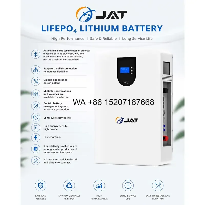 Wmwmnu for 10y Warranty 100Ah 200Ah 300Ah LiFePO4 Home Solar Energy Storage 5kWh 10kWh 15kWh Wall Mounted Residential Lithium