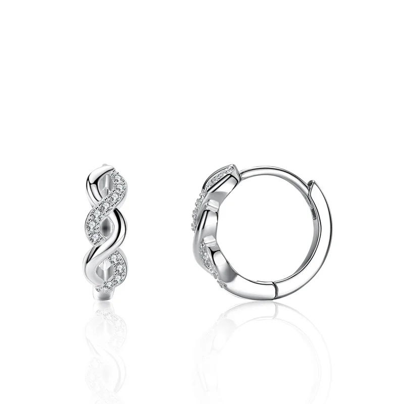 

ZFSILVER Trendy s925 Silver Moissanite Classic Exquisite Twist Crossing Earrings For Charms Women Accessories Jewelry Gift KE057