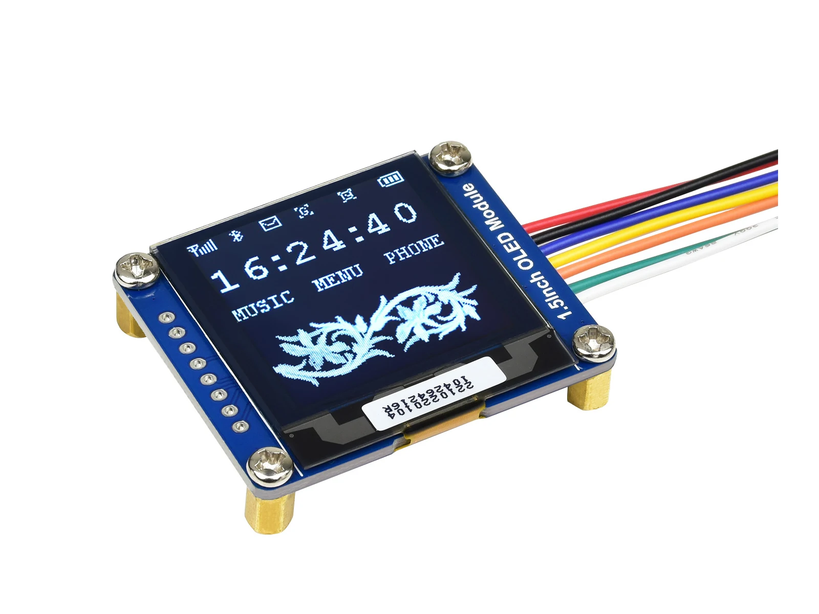 Waveshare  1.5inch diagonal 128x128 pixels 16 gray scale with embedded controller communicating via SPI or I2C interface