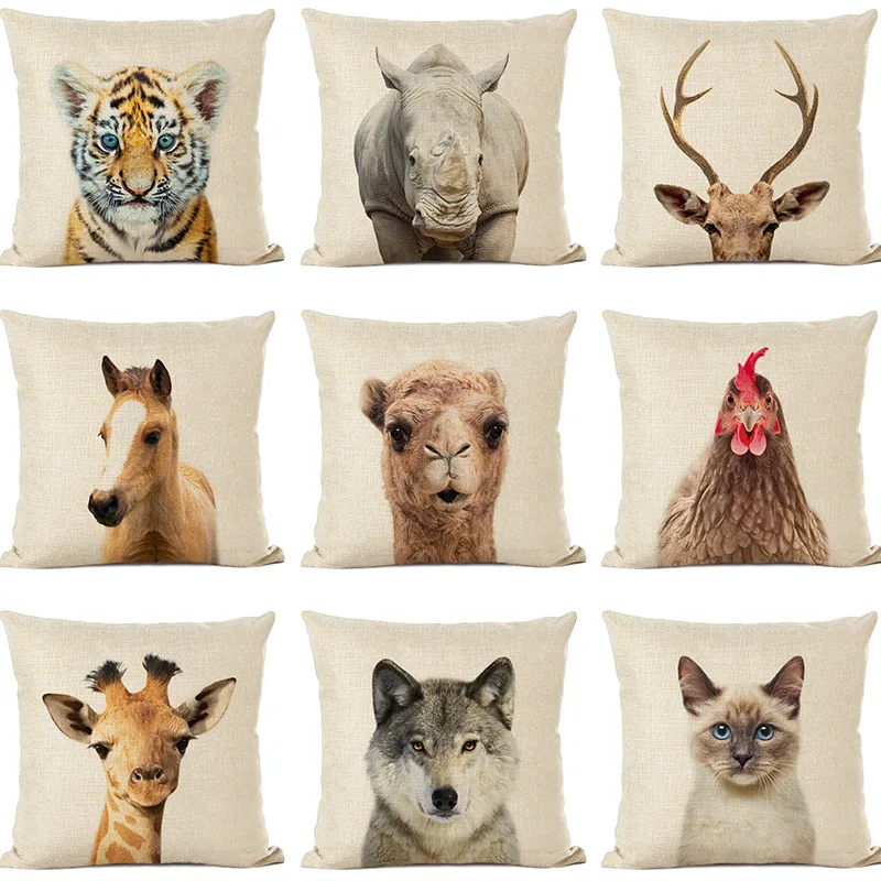 

Cute Parrot Deer Linen Pillow Case Animal Throw Pillow Cover Double Bed Cushions Cover Pillowcases for Pillows Bed Sofa Couch